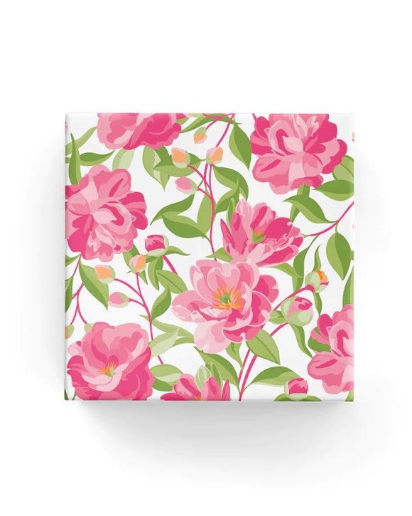 Camellia Hot Pink and Lime Wrapping on White Paper