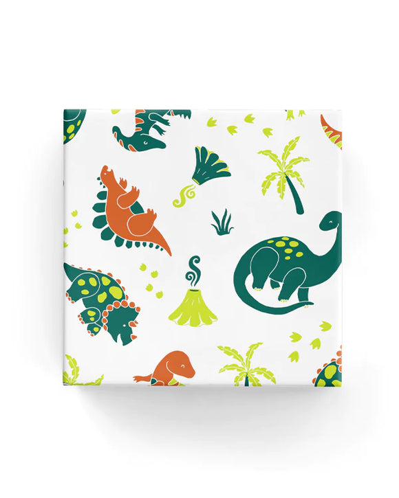 Dinos Green and Orange Wrapping on Matte White Paper