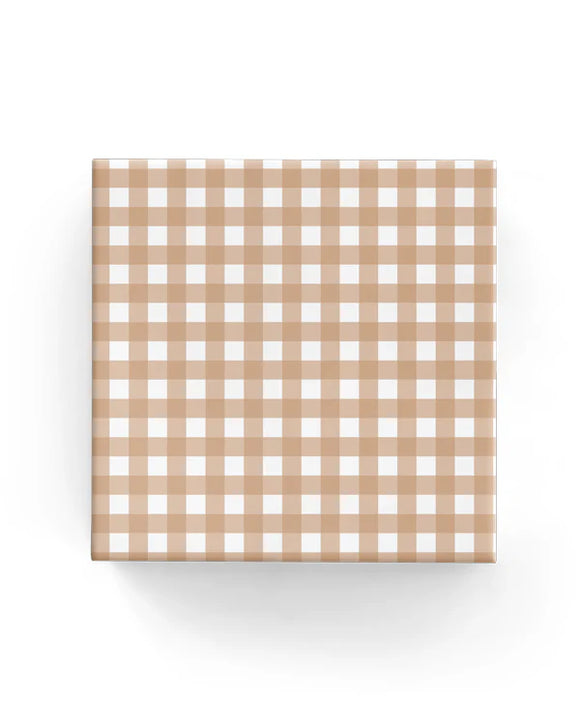 Gingham Check Beige Wrapping on Matte White Paper *New Design *