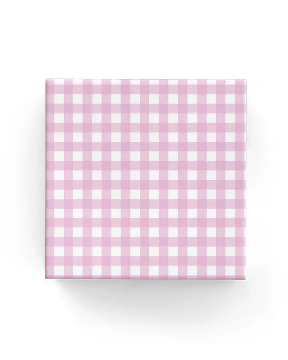 Gingham Check Pale Pink Wrapping on Matte White Paper *New Design *