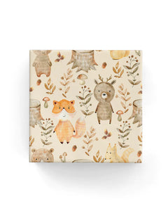 Woodland Animals Brown Wrapping on Matte White paper