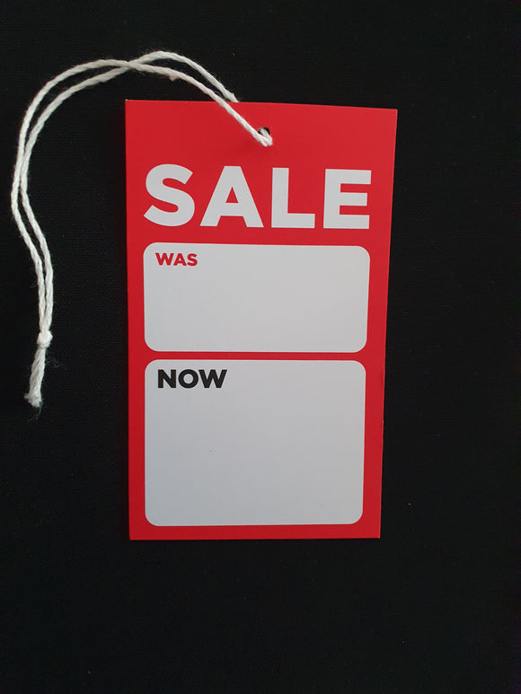 Swing Tags  Sale Printed with Was -Now