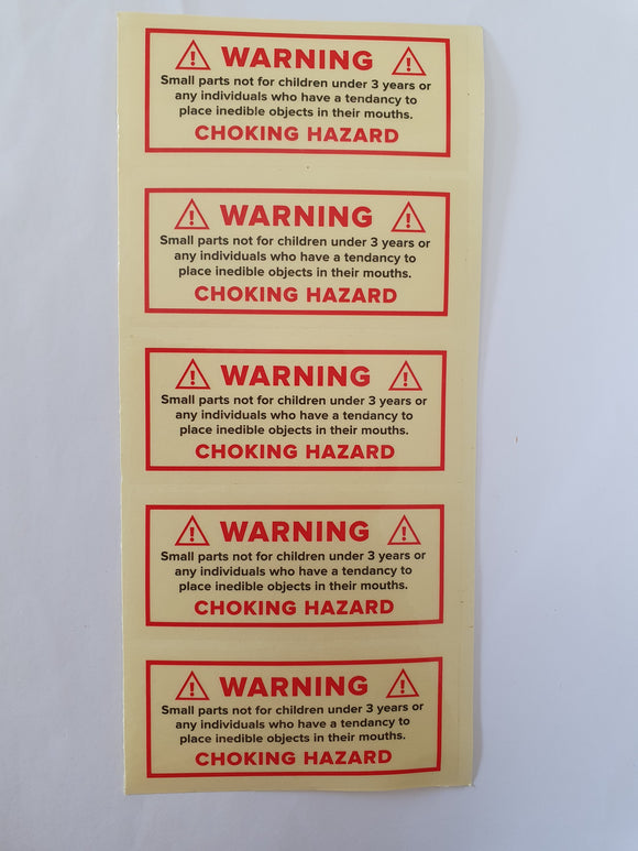 Warning Choking Hazard Adhesive Labels