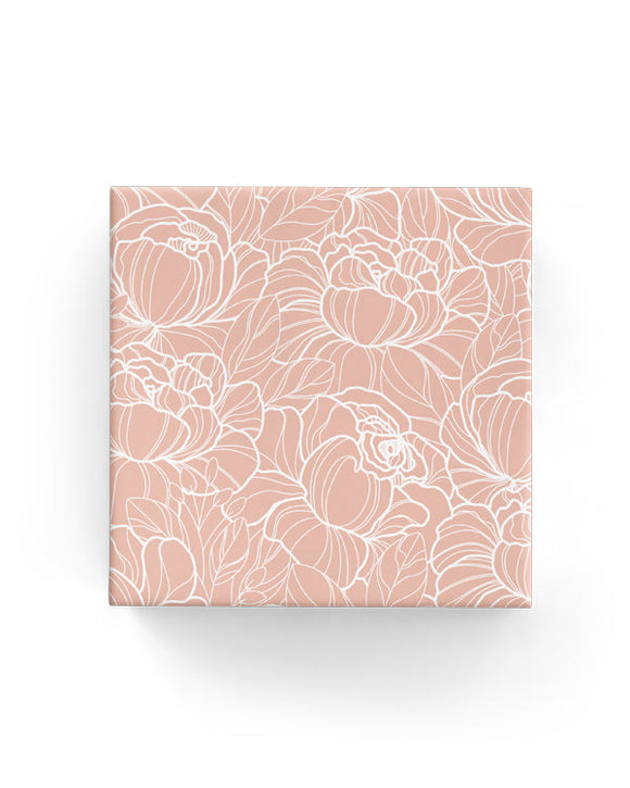 Dusty Pink Peonies Wrapping on Matte White Paper