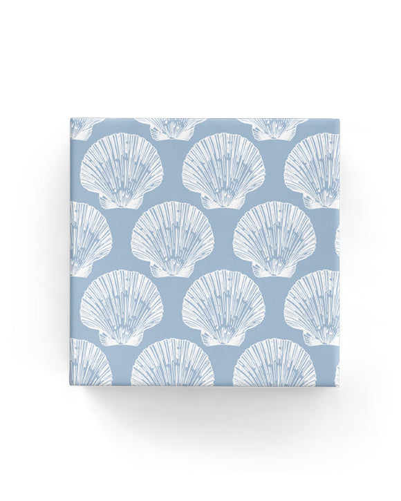 Blue Scallop Shells Wrapping on Matte White Paper