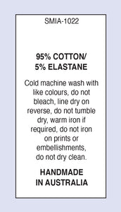 95 % Cotton 5 % Elastane Cold Machine Wash on Soft Satin