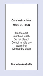 100 % Cotton Cold Machine Wash MIA on Satin Fabric
