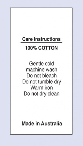 100 % Cotton Cold Machine Wash MIA on Satin Fabric