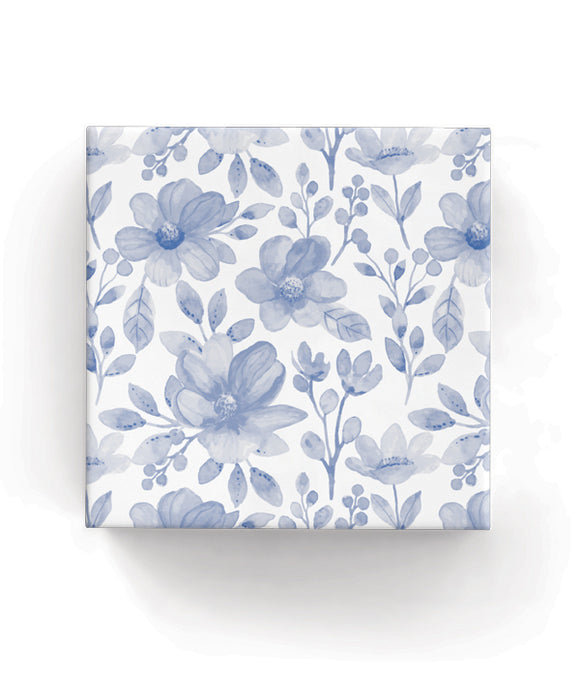 Spring Floral Blue Wrapping on Matte White Paper